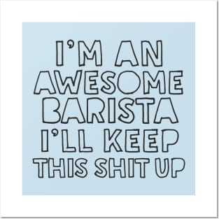 Awesome Barista - Funny Typographic Apparel Gift Posters and Art